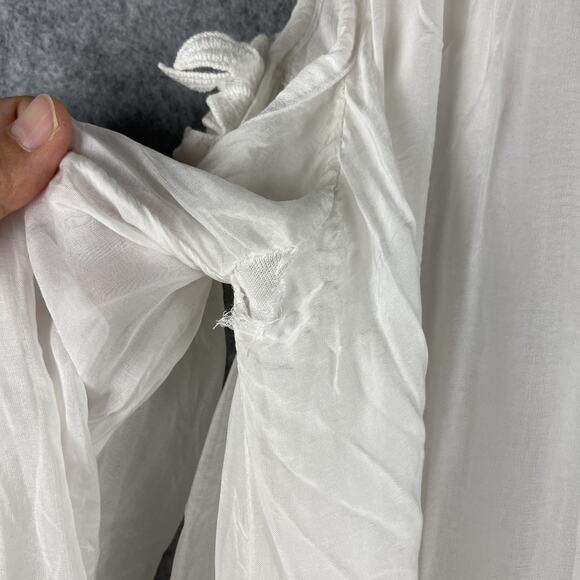 Belle France Silk Blend Top Women Small Floral Cold Shoulder Fairy Boho Romantic - Picture 16 of 16